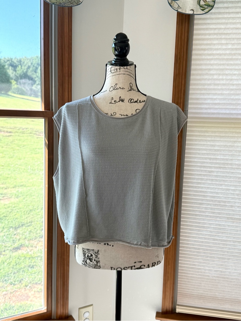 Sleeveless Knit Crop Top - Light Blue Gray